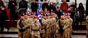 Didžiosios Britanijos kariai parado metu Vilniuje. Vytauto Visocko (Slaptai.lt) nuotr.